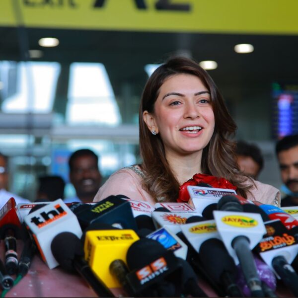 Actress @ihansika spotted in Chennai Airport, she has started her work post weddi